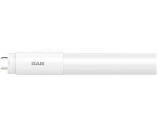 Rab T8-14-48G-840-SE-BYP-DIM 14 watt T8 LED 4' Linear Tube Lamp, Medium Bi-Pin (G13) Base, 4000K, 1800 lumens, 50,000hr life, 120-277 Volt, 0-10V Dimming, Single-Ended Ballast Bypass. Sold in cases of Each