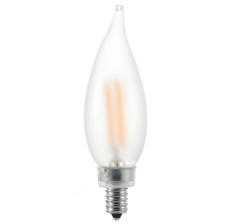 Tamarac TL5032 4W Flame Tip LED Filament Lamp, Full Glass Body, Frosted Finish, Candelabra Base, 120V, 2700k Warm White, Dimmable, 420 Lumes - Lighting Supply Guy