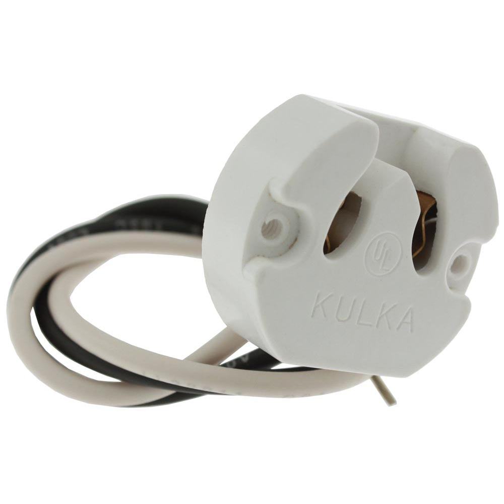 Kulka 590W  Medium Bi-Pin Butt-On White Socket Fluorescent Lampholder with Screw and Side Wiring Entry *Discontinued*