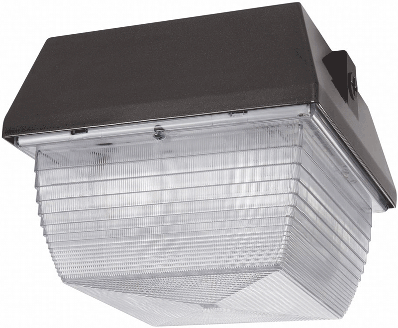 Rab VAN3HH70QT Vandalproof Fixture, 7-1/2" x 7-1/4" tall, Ceiling mount, Clear Polycarbonate Refractor, w/ 70W MH, 5600 lumens, 15,000hr life, 120-277 volt, Bronze Finish. *Discontinued*