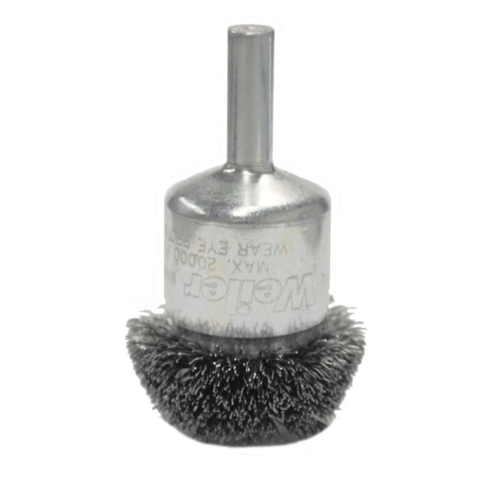 Weiler 10035 End Brushes: 1 - 1/4" Dia, Steel, Crimped Wire - Lighting Supply Guy