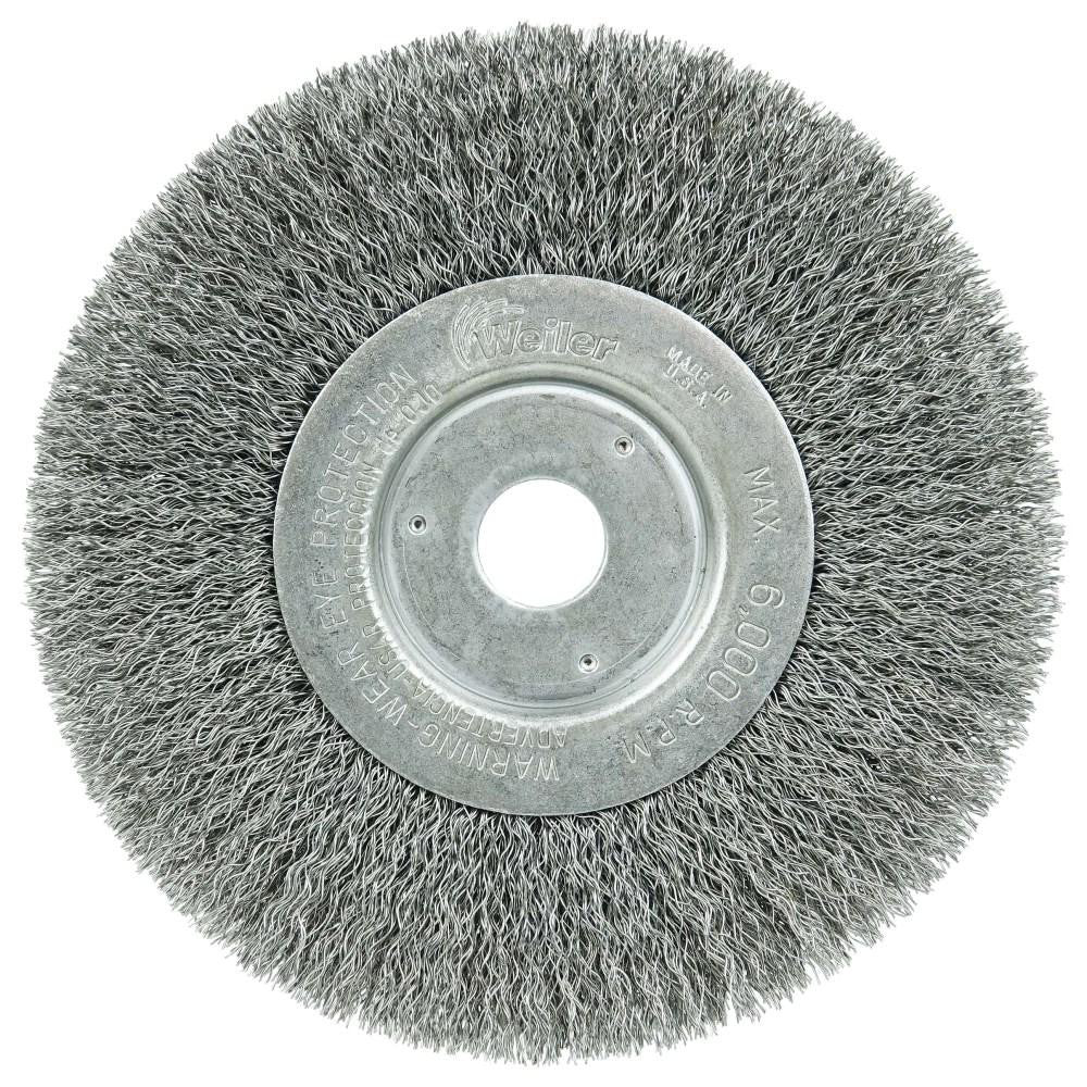 Weiler 1068 Wheel Brush: 6" Wheel Dia, 1/2" Face Width, 0.0118" Wire Dia, Crimped - Lighting Supply Guy