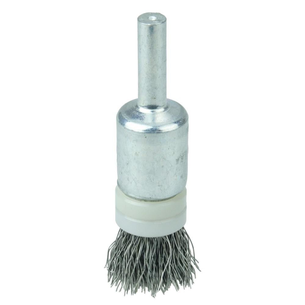 Weiler 11110 End Brushes: 1/2" Dia, Stainless Steel, Crimped Wire - Lighting Supply Guy
