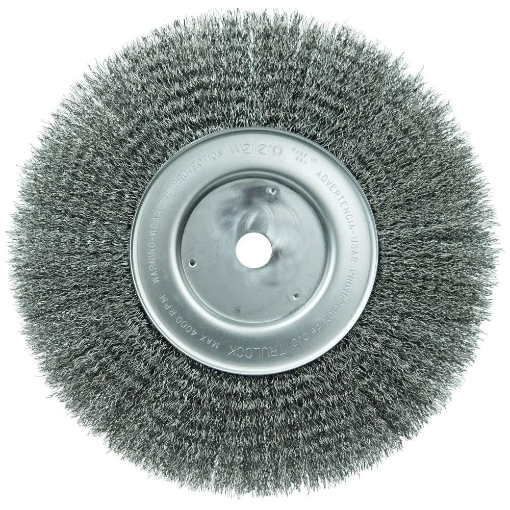 Weiler 1248 Wheel Brush: 10" Wheel Dia, 3/4" Face Width, 0.0118" Wire Dia, Crimped - Lighting Supply Guy