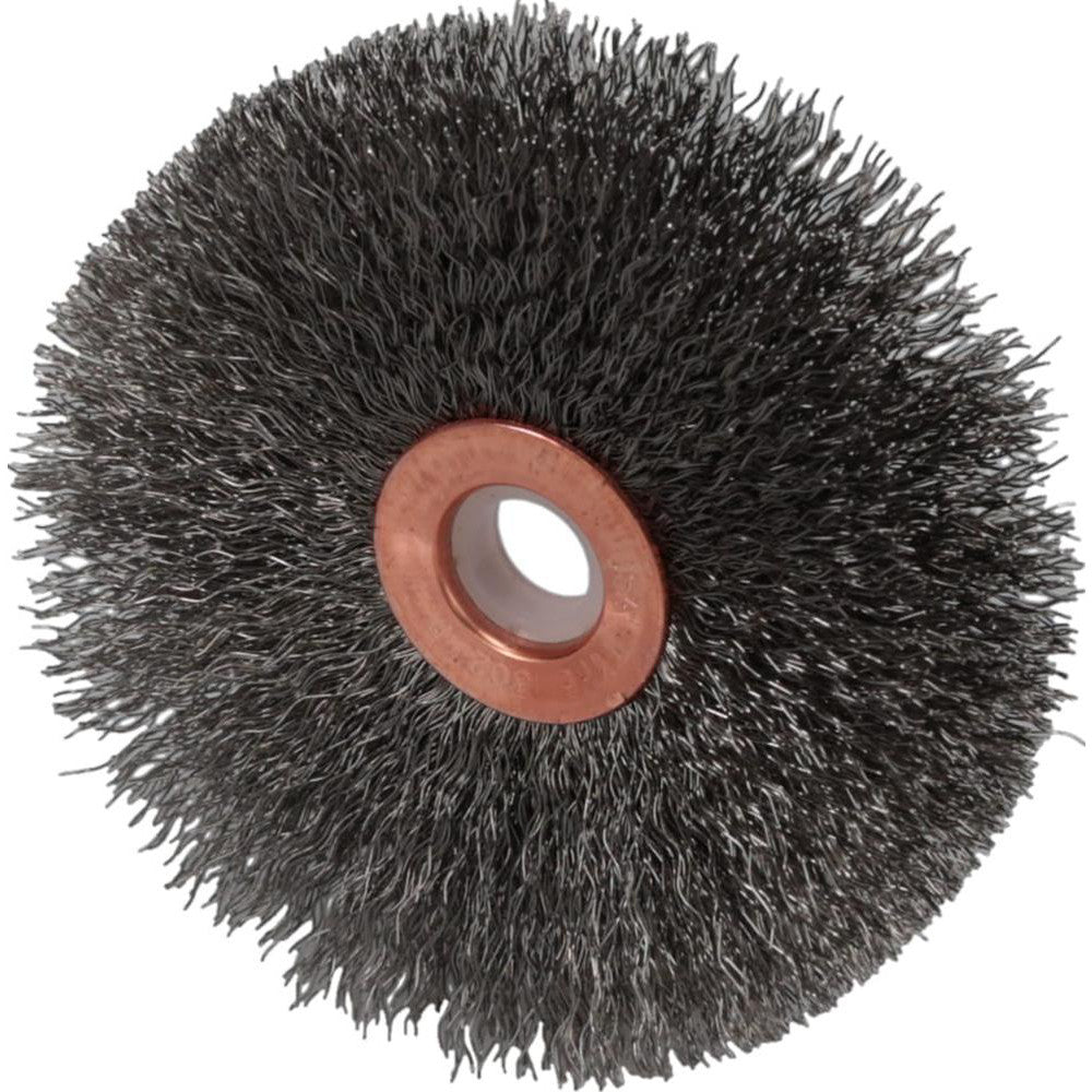 Weiler 16943 Wheel Brush: 3" Wheel Dia, 5/8" Face Width, 0.0080" Wire Dia, Crimped - Lighting Supply Guy