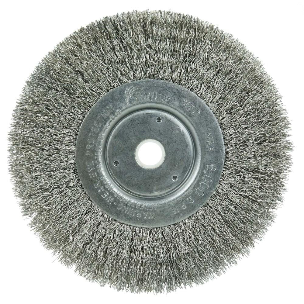 Weiler 1705 Wheel Brush: 6" Wheel Dia, 1/2" Face Width, 0.0118" Wire Dia, Crimped - Lighting Supply Guy