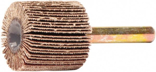 Weiler 52005 Mounted Flap Wheel: 1" Dia, 1" Face Width, 120 Grit, Aluminum Oxide - Lighting Supply Guy