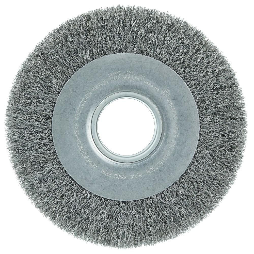 Weiler 6090 Wheel Brush: 8" Wheel Dia, 1" Face Width, 0.0060" Wire Dia, Crimped - Lighting Supply Guy