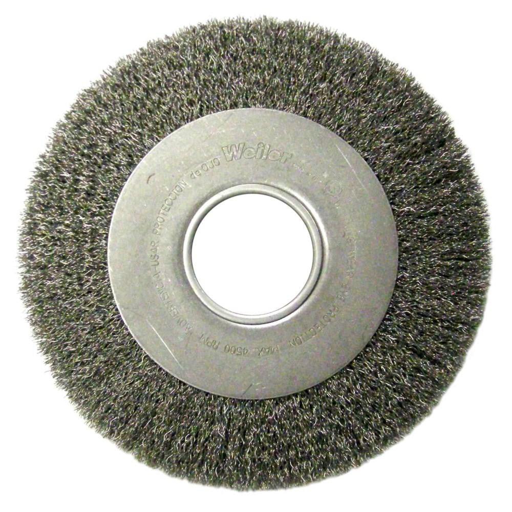 Weiler 6110 Wheel Brush: 8" Wheel Dia, 1" Face Width, 0.0118" Wire Dia, Crimped - Lighting Supply Guy