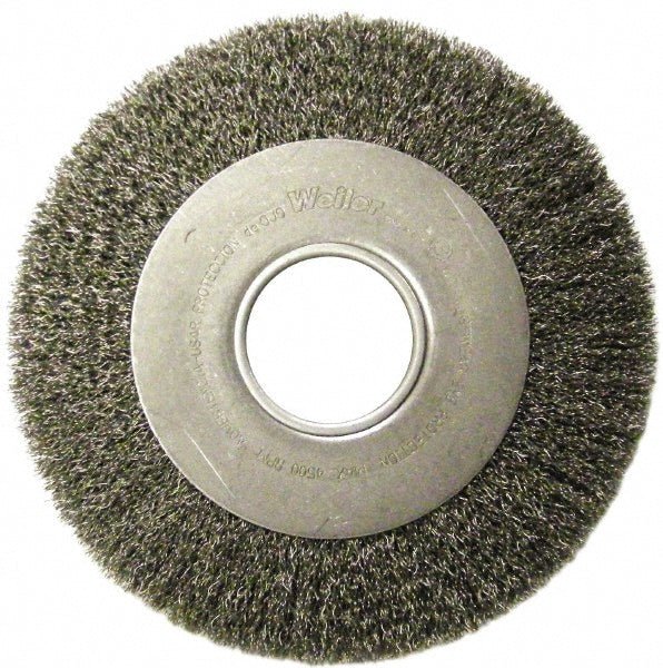 Weiler 6490 Wheel Brush: 8" Wheel Dia, 1" Face Width, 0.0118" Wire Dia, Crimped - Lighting Supply Guy