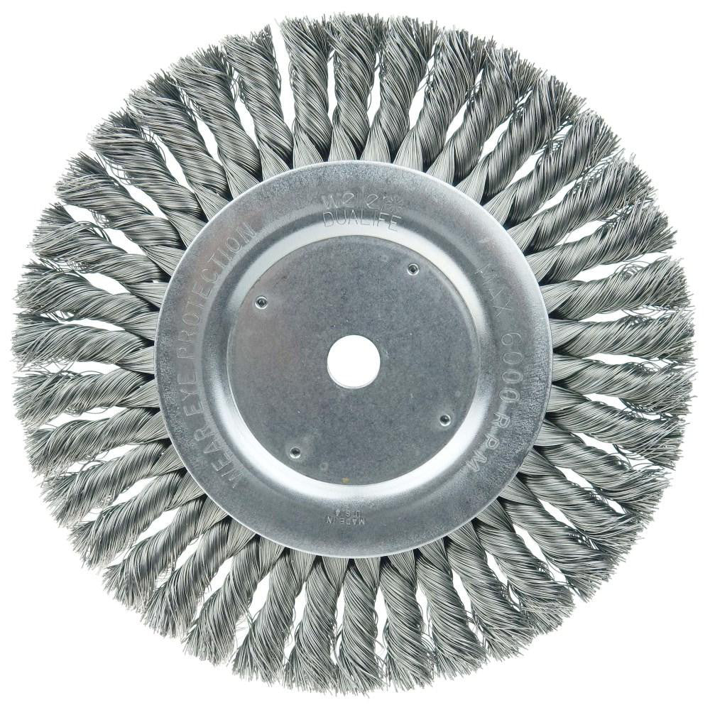 Weiler 8155 Wheel Brush: 8" Wheel Dia, 5/8" Face Width, 0.0230" Wire Dia, Knotted - Lighting Supply Guy