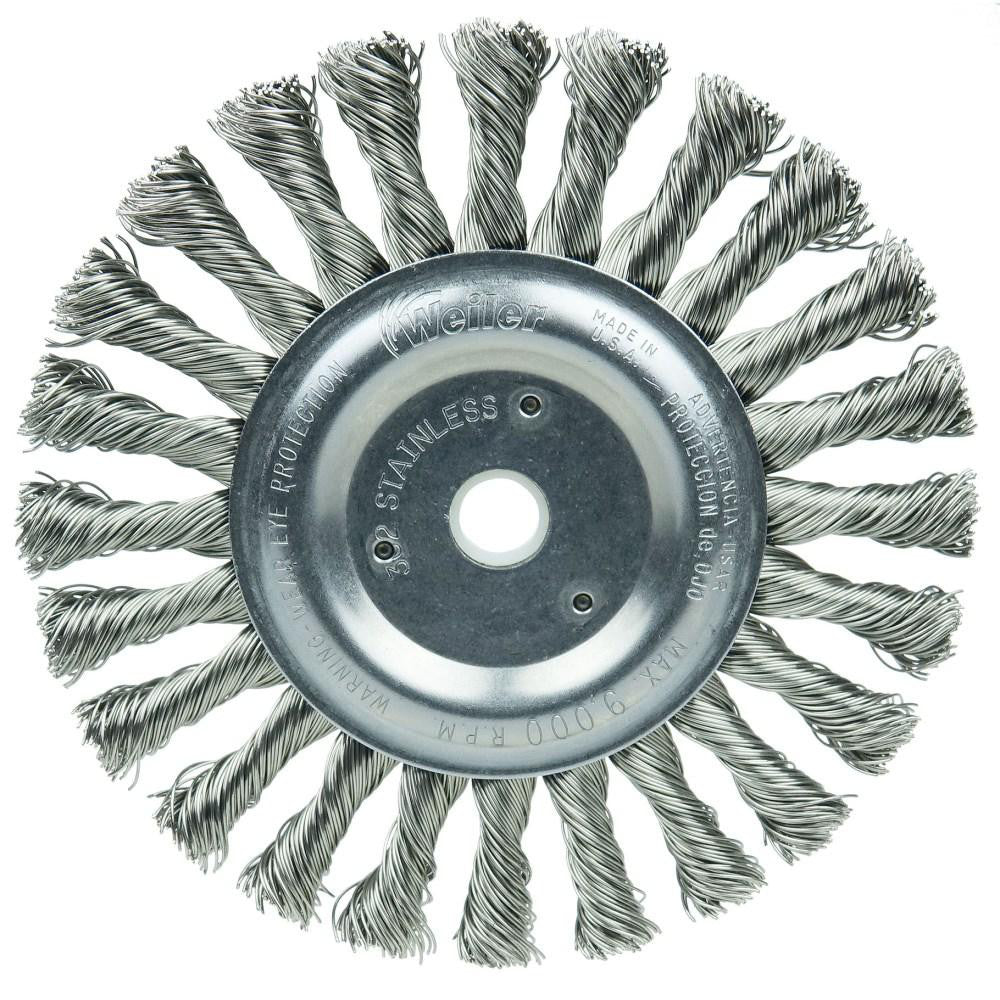 Weiler 8695 Wheel Brush: 6" Wheel Dia, 3/8" Face Width, 0.0230" Wire Dia, Knotted - Lighting Supply Guy