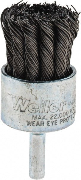 Weiler 90375 End Brushes: 1 - 1/8" Dia, Steel, Knotted Wire - Lighting Supply Guy