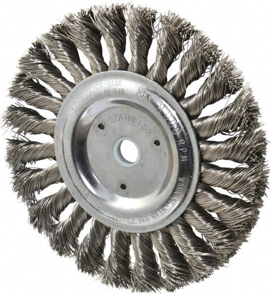 Weiler 94645 Wheel Brush: 6" Wheel Dia, 1/2" Face Width, 0.0160" Wire Dia, Knotted - Lighting Supply Guy