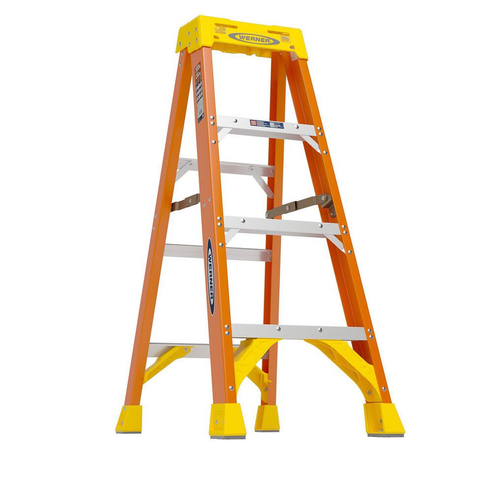 Werner 6204 3 Step Fiberglass Foldable Step Ladder: Type IA 300 lb Capacity 4' 1" Height - Lighting Supply Guy