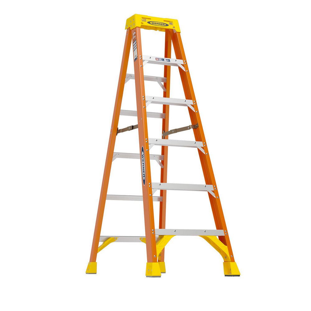 Werner 6206 5 Step Fiberglass Foldable Step Ladder: Type IA 300 lb Capacity 6' Height - Lighting Supply Guy