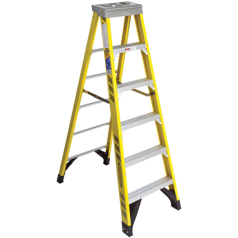 Werner 7306 5 Step Fiberglass Foldable Step Ladder: Type IAA 375 lb Capacity 6' Height - Lighting Supply Guy