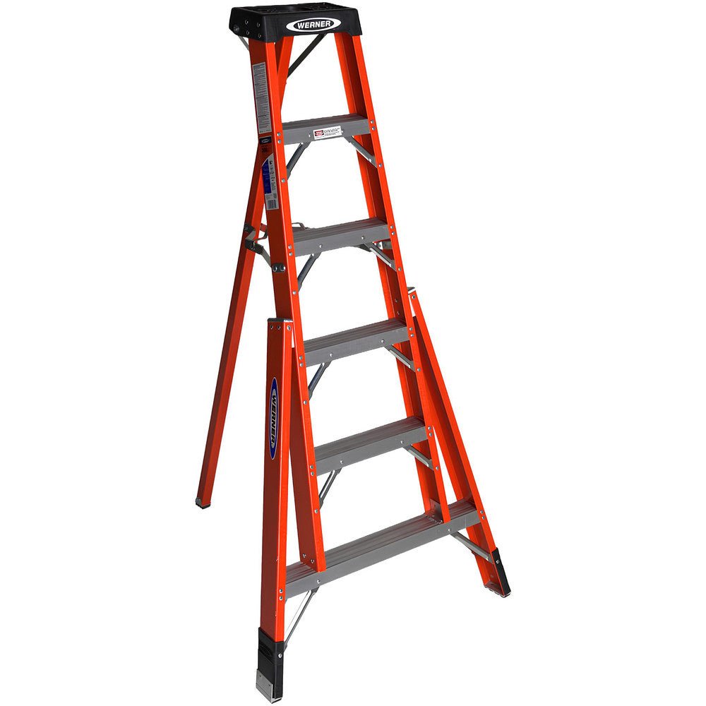 Werner FTP6206 6 Step Fiberglass Foldable Step Ladder: Type IA 300 lb Capacity 6' Height - Lighting Supply Guy