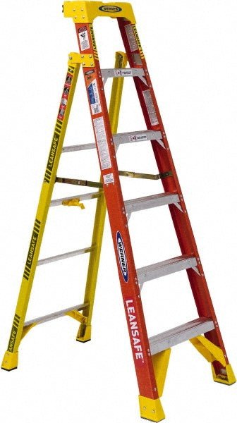 Werner L6206 5 Step Fiberglass Foldable Step Ladder: Type IA 300 lb Capacity 6' Height - Lighting Supply Guy