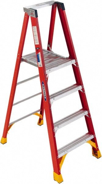 Werner P6206 Fiberglass Rolling Ladder: Type Type IA, 72" Platform, 5 Step - Lighting Supply Guy