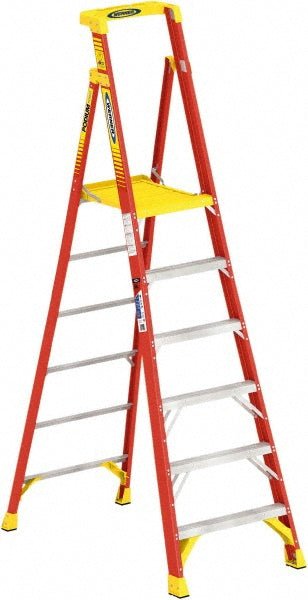 Werner PD6206 6 Step Fiberglass Foldable Step Ladder: Type IA 300 lb Capacity 8' Height - Lighting Supply Guy