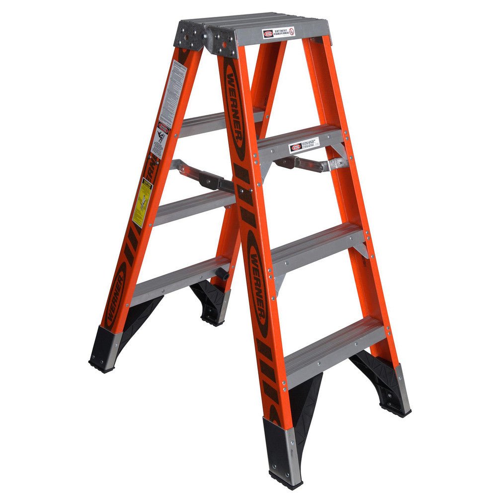 Werner T7404 3 Step Fiberglass Foldable Step Ladder: Type IAA 375 lb Capacity 4' Height - Lighting Supply Guy
