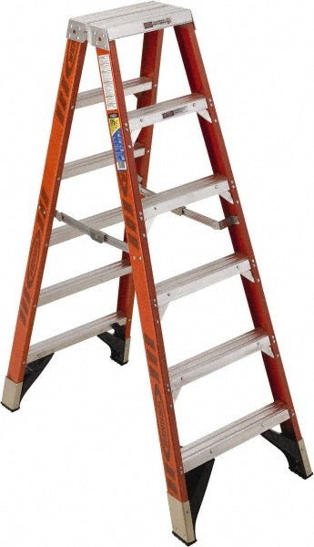Werner T7406 5 Step Fiberglass Foldable Step Ladder: Type IAA 375 lb Capacity 6' Height - Lighting Supply Guy