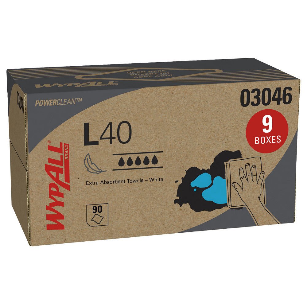 WypAll 3046 PowerClean L40 Extra Absorbent Towels, Pop - Up Box, Limited Use Towels, White - Lighting Supply Guy