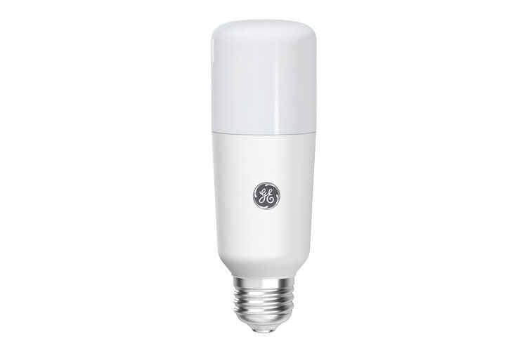 GE 75184 LED9LS3/827 9w LED T10 Bright Stick Bulb, 4.5"h, Medium (E26) Base, 2700K, 800 lumens, 80 CRI, 15,000hr life, 120 volt, White Finish, Dimmable