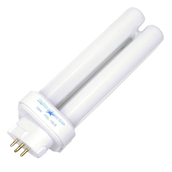 Lights of America 9022BC FDL18LE 18 watt Double-Tube Compact Fluorescent Lamp, 4-Pin (GX10q-3) base, 1070 lumens, 2800K, 10,000hr life, 120 volt. *Discontinued*