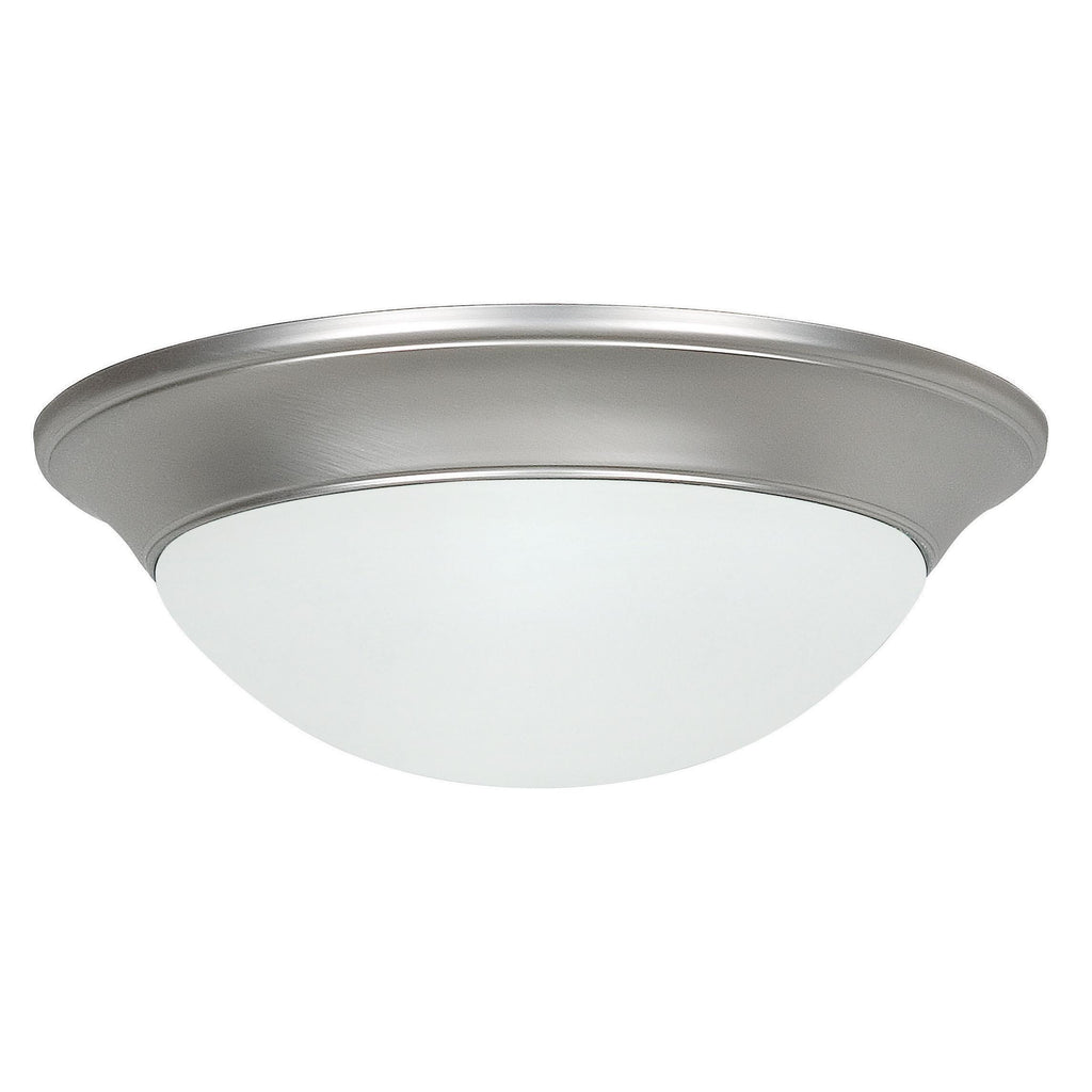Sunset F7175-53 2-Light Round Ceiling Fixture, 14in. x 4-1/8in., Opal Glass Lens, w/out 60W Max. Medium (E26) lamps, 120 volt, Satin Nickel Finish