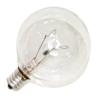 Halco 4002 25G16.5/CL Clear 25 watt G16.5 Globe Lamp, Candelabra (E12) base, 220 lumens, 1,500hr life, 130 volt