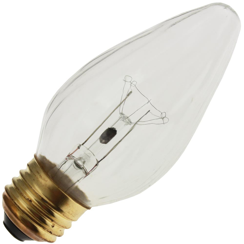Import 25F15/CL-130V 25W F15 Clear Incandescent Flame Shape Bulb, 4.37"l x 1.88"w, 165 lumens, 3000hr life, 130 volt, Clear Glass, Dimmable