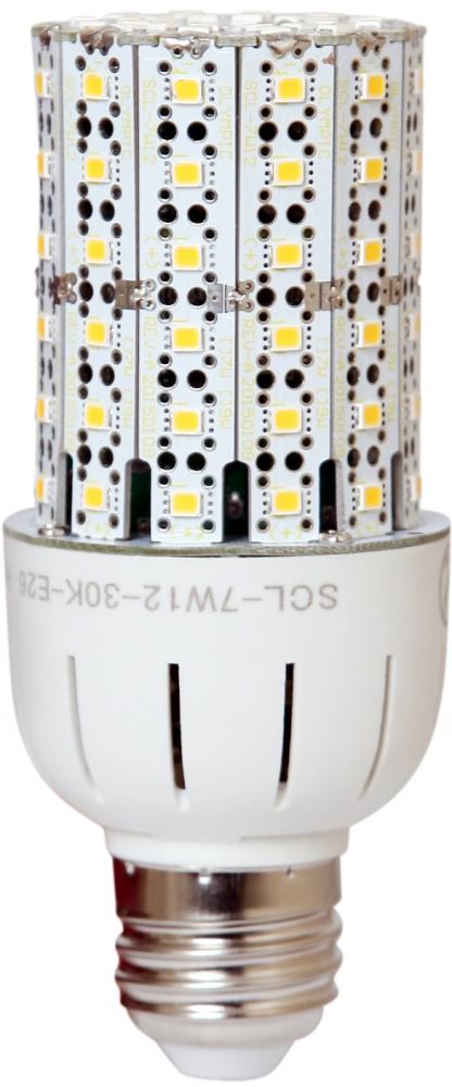 Olympia SCL-7W12-30K-E26  7 watt LED Self-Ballasted Slim Cluster Lamp, 2in. x 4-1/4in. tall, Medium (E26) base, 3000K, 700 lumens, 50,000hr life, 120-277 volt, Non-dimmable