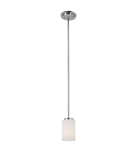 Seagull 61160-05 1-Light Mini-Pendant Fixture, 4" x 5-3/4" tall, 12" Wire, Opal Etched Glass, w/out 100W Max. A19 Medium (E26) lamp, Chrome Finish