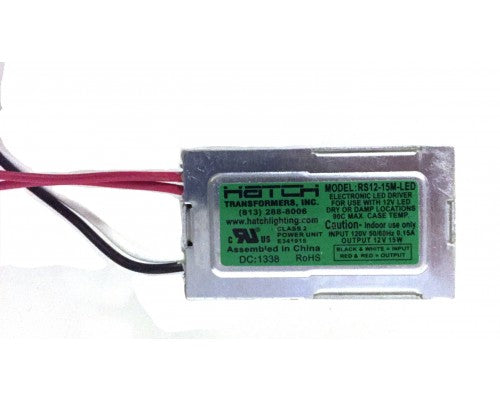 Hatch RS12-15M-LED  120 volt LED Dimmable Driver, Side Lead, 15W, 12V Output