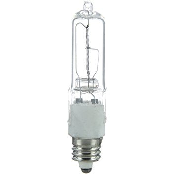 Import Q75/CL/MC Clear 75 watt JD Halogen Lamp, Mini Candelabra (E11) base, 1125 lumens, 1,500hr life, 130 volt