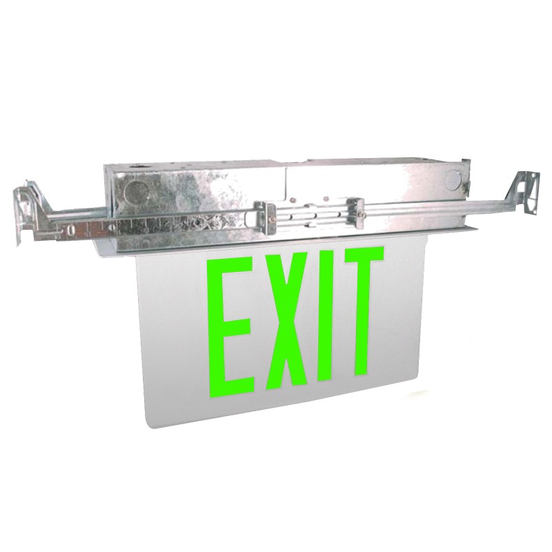 Westgate XTR-1GCA-EM Recessed Edge-Lite Exit Sign, Green Letters on Clear Acrylic Panel, Battery Backup, 1-Sided, Extruded Aluminum Housing