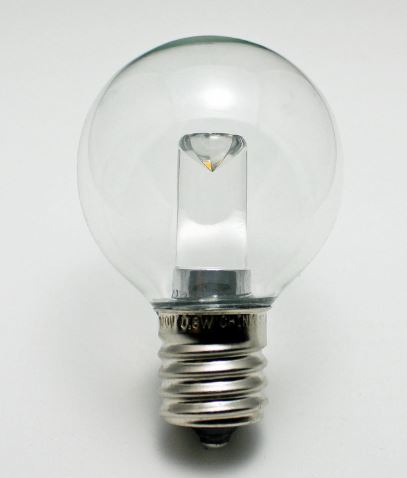 Sival LDTG4012WW Clear Plastic 0.8 watt G40 LED Globe Lamp, Candelabra (E12) base, 2300K, 20,000hr life, 130 volt, Dimming