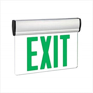 Exitronix S902-WB-SR-GC-AG 120V/277V Green Lettering LED Pivoting Exit Sign Fixture w/ Battery Back Up, Universal Mount, Single Face, Brushed Housing