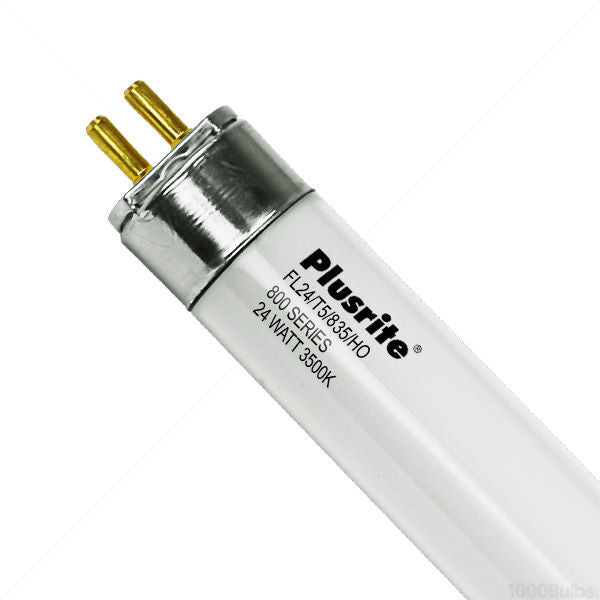 Plusrite 4116 FL24/T5/835/HO 24 watt T5 Linear Fluorescent Lamp, 22in. length, Mini Bi-Pin (G5) base, 3500K, 2000 lumens, 20,000hr life