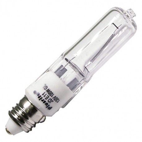 Plusrite 3471 JD100/CL/E11/130V Clear 100 watt JD Halogen Lamp, Mini Candelabra (E11) base, 1600 lumens, 2,000hr life, 130 volt