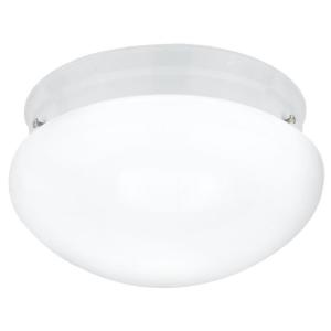 Seagull 5328-15 2-Light Round Ceiling Fixture, 9-1/2" x 5-3/4" tall, White Mushroom Glass Lens, w/out 60W Max. A19 Medium (E26) lamps, 120 volt, White Finish