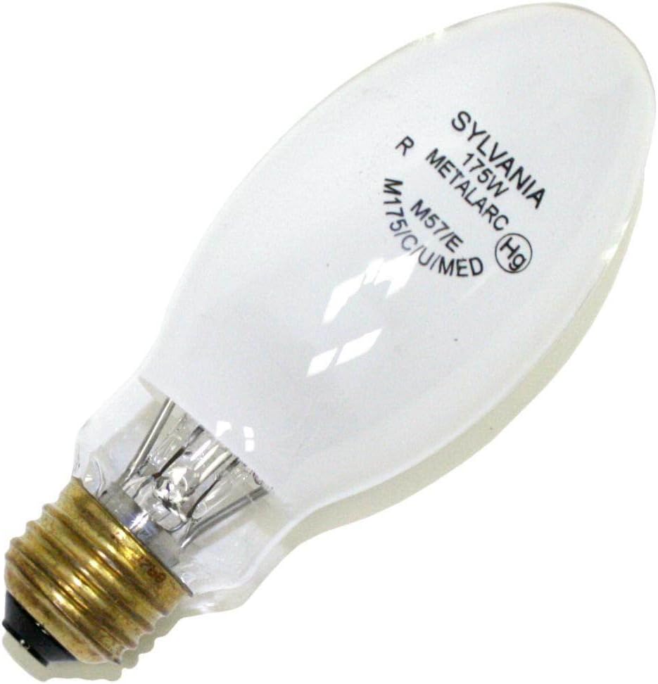 Sylvania 64480 M175/C/U/MED/3600K Coated 175 watt E17 Metal Halide Lamp, Medium (E26) base, 13000 lumens, 10,000hr life