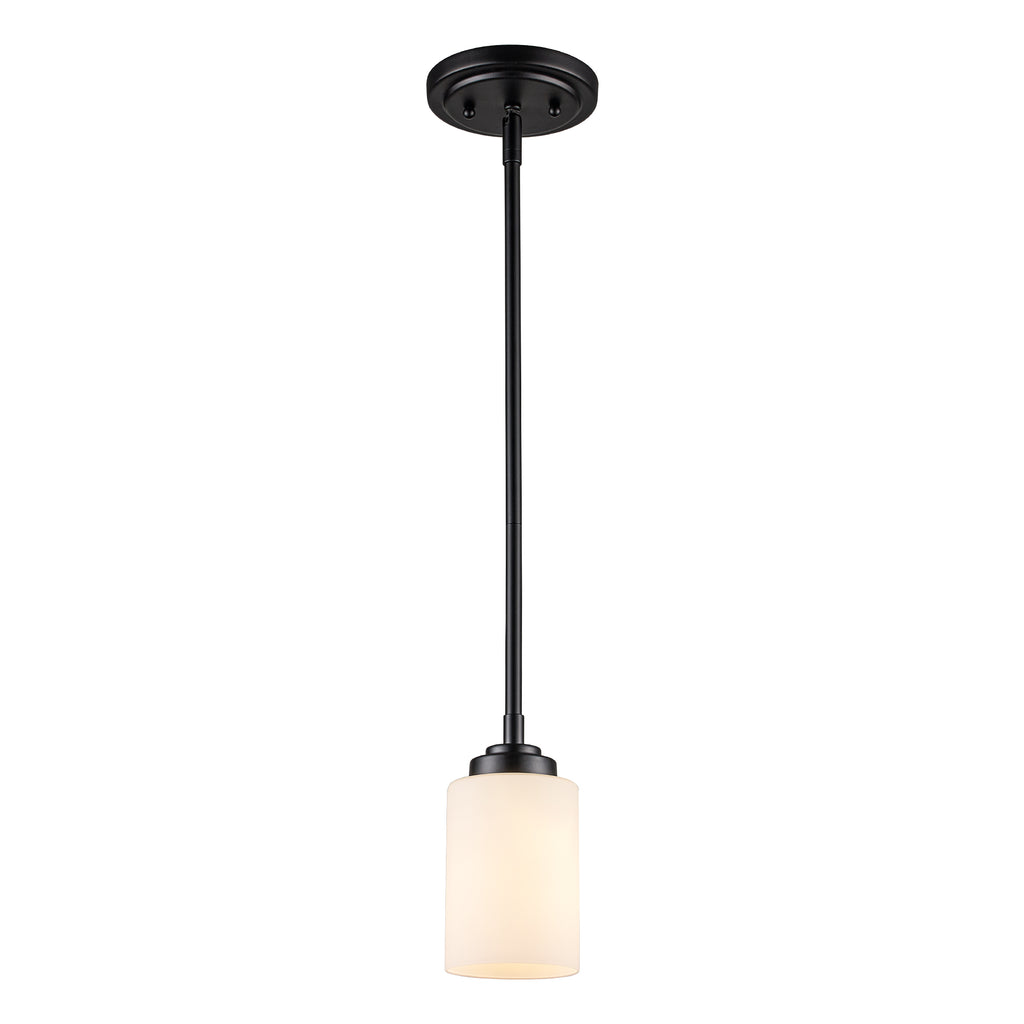 Transglobe 705020BN Pendant light with white opal glass and brushed nickel finish
