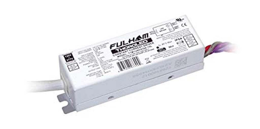 Fulham T1M1UNV0350-15L 15 watt Max. Long Case Constant Current LED Driver w/ side leads, 21-42Vdc, 350mA, 0-10V Dimming, IP64 Rated