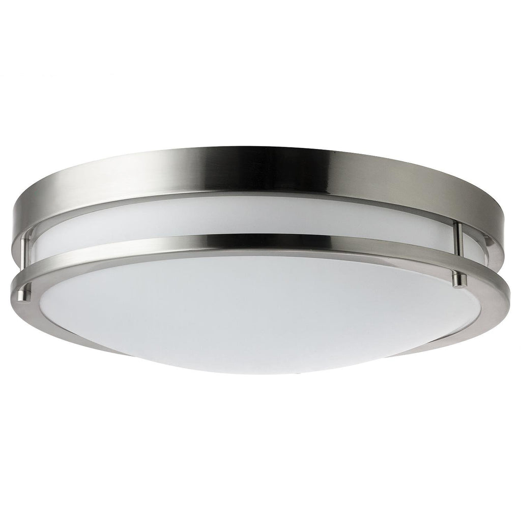 Sunlite 88696-SU LFX/DCO12/BN/15W/SCT/DEEP 15 watt LED 12" Double-Banded Ceiling Fixture, 3000K/4000K/5000K Color Selectable, 1050 lumens, 50,000hr life, 120-277 Volt, Dimming, White Acrylic Lens, Brushed Nickel Finish