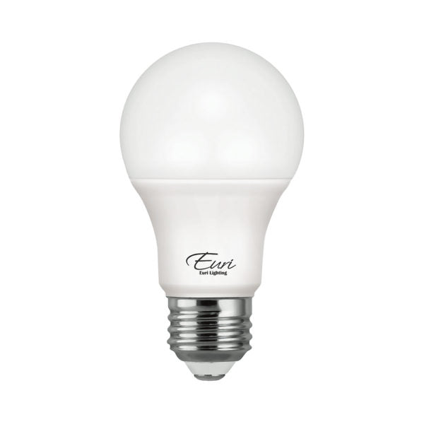 Euri EA19-6000E-4 8 watt A19 LED Household Light Bulb, Medium (E26) Base, 3000K, 800 lumens, 25,0000hr life, 120 Volt, Dimmable, 4-Pack