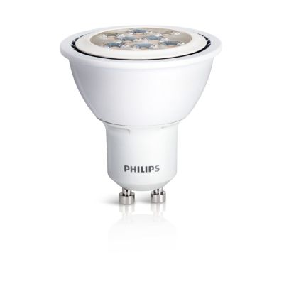 Philips 454405 4.5GU10/LED/830/F25 DIM 4.5 watt PAR16 LED Flood Lamp, Bi-Pin (GU10) base, 25º beam angle, 3000K, 315 lumens, 25,000hr life, 120 volt. *Discontinued*