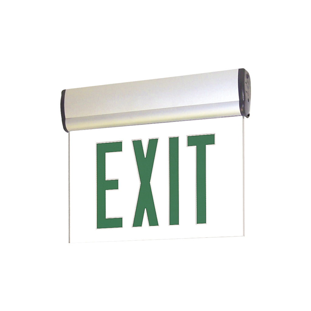 Nora NX-811-LEDGCA Surface-Mount Adjustable LED Exit Sign, Green Letters, Single Face Clear Acrylic, Aluminum Housing, Dual Circuit (No Battery Backup)
